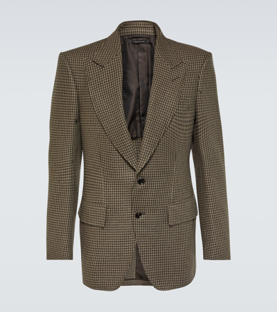 Tom Ford Atticus Houndstooth Wool-blend Blazer In Multicoloured
