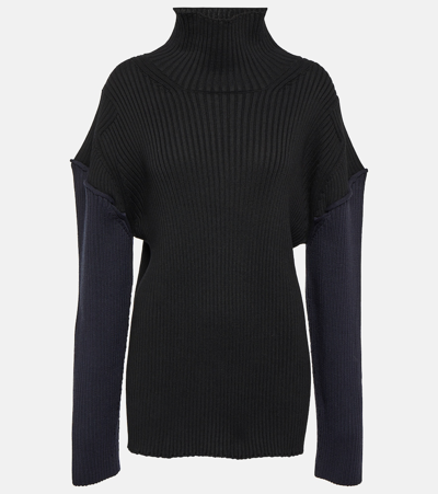 The Row Dua Colorblock Cashmere Sweater In Black/ Navy