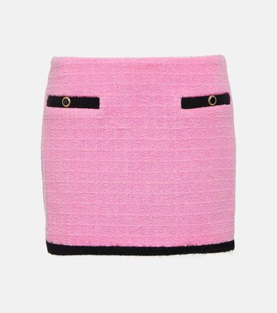 Alessandra Rich Wool-blend Bouclé Miniskirt In Pink