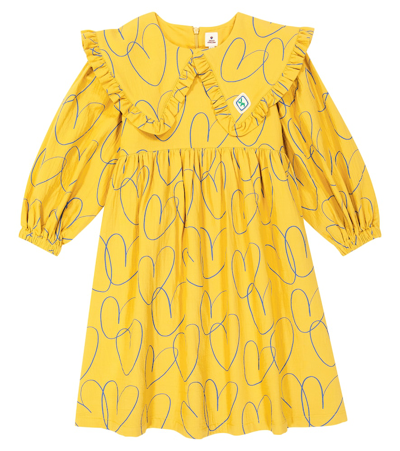 Jellymallow Kids' Printed Cotton Dress In Yellow