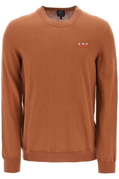 Apc A.p.c. Crew-neck Cotton Sweater In Brown