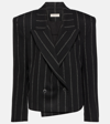 The Mannei Striped Double-breasted Wool Blazer In Black
