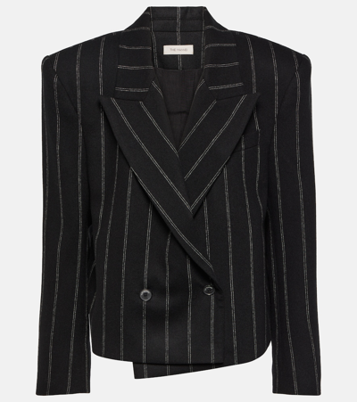 The Mannei Bert Pinstripe Wool Blazer In Black