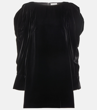 Nina Ricci Puff-sleeve Velvet Minidress In Black
