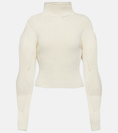 Alaïa Ribbed-knit Wool-blend Jumper In White