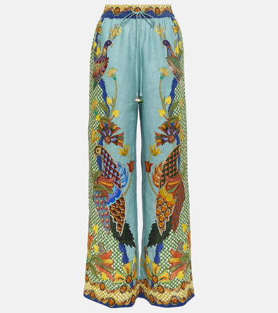 Alemais Gilly Linen Wide-leg Pants In Print
