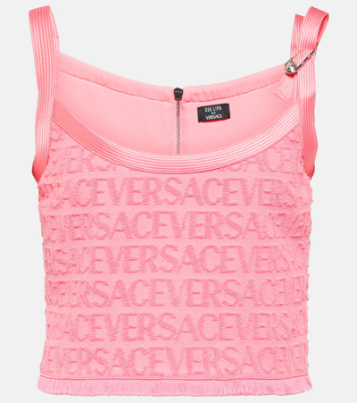 Versace Allover Safety Pin Towel Top In Pink