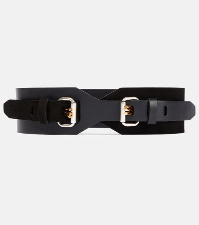 Etro Suede And Leather Belt In Black