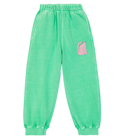 Jellymallow Kids' Printed Cotton Jersey Sweatpants In Green