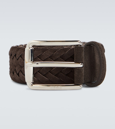 Tod's Braided Suede Belt In Brown