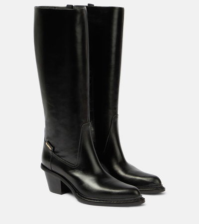 Max Mara Leather Knee-high Boots In Black