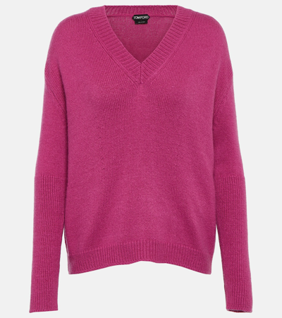 Tom Ford Chunky Wool & Cashmere Knit Jumper In Fuchsia