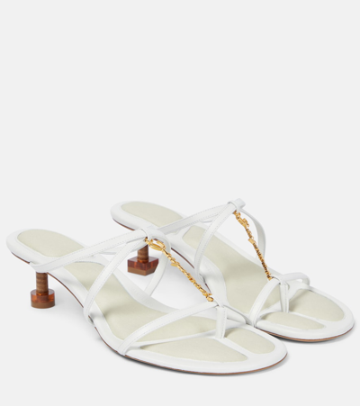 Jacquemus Les Sandales Basses Pralu Leather Sandals In White