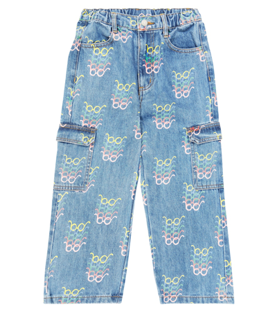 Jellymallow Kids' Printed Cargo Jeans In Blue