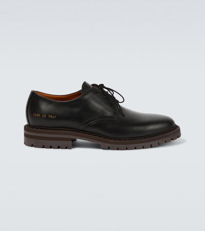 Common Projects Officers Leather Derby Shoes In Black