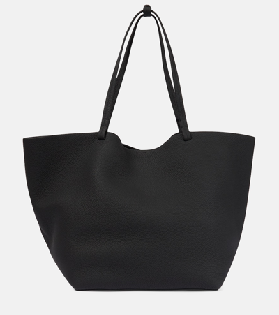 The Row Park Xl Leather Tote Bag In Black