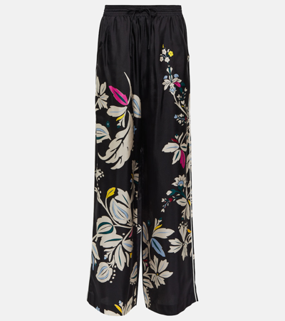 Dorothee Schumacher Floral-print Silk Drawstring Trousers In Black