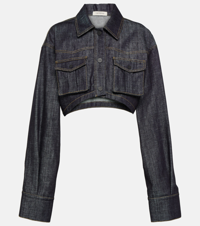 The Mannei Gudari Cropped Denim Blazer In Blue