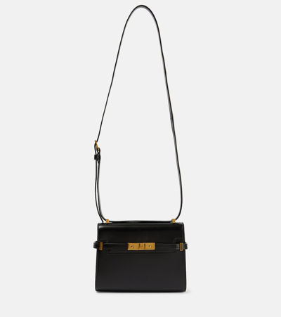 Saint Laurent Manhattan Mini Leather Shoulder Bag In Black