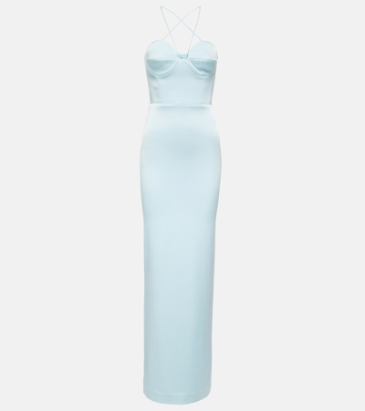 Alex Perry Conley Satin Crêpe Maxi Dress In Blue