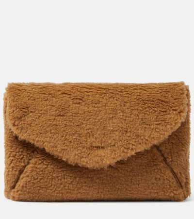 Max Mara Mexy Teddy Shearling Clutch In Camel