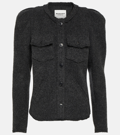 Marant Etoile Shoulder-pads Wool-blend Cardigan In Grey