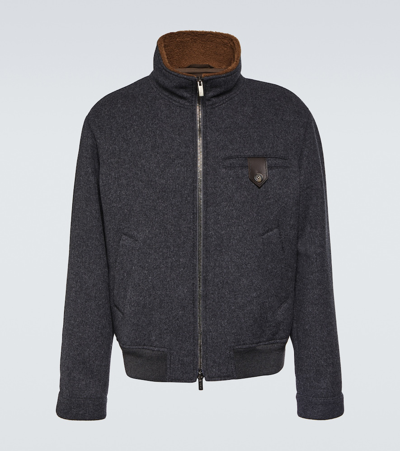 Tod's Wool Bomber Jacket In Grey