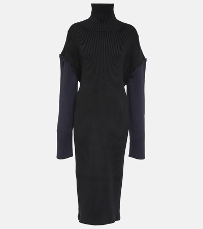 The Row Deela Cotton-blend Turtleneck Dress In Black