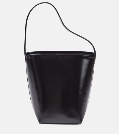 The Row Small N/s Park Black Polished Calf Tote Bag In Black Shg