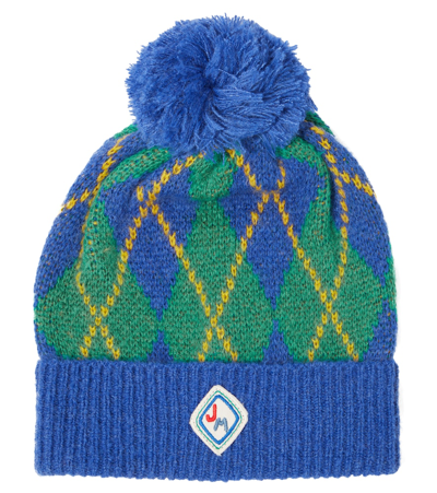 Jellymallow Kids' Pom-pom Argyle Beanie In Multicoloured