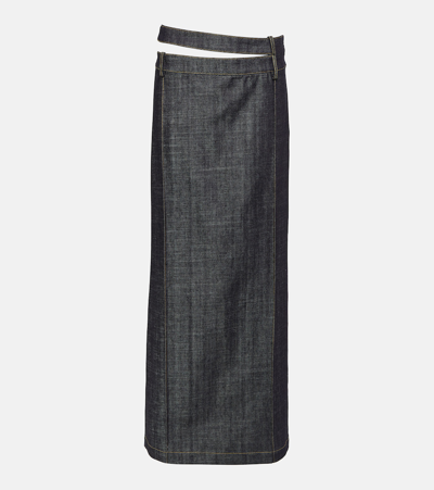 The Mannei Ararat Denim Maxi Skirt In Blue