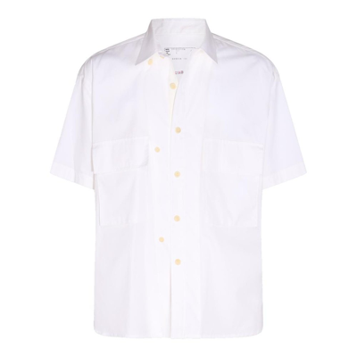 Sacai Flap-pockets Short-sleeved Shirt In White