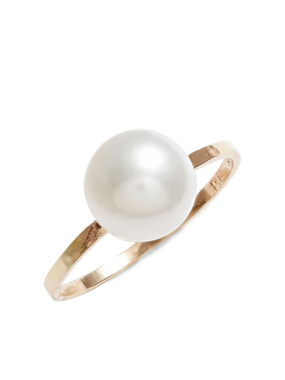 Poppy Finch 14kt Yellow Gold Pearl Hammered Ring