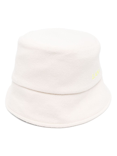 Lanvin Logo-embroidered Wool Bucket Hat In Neutrals