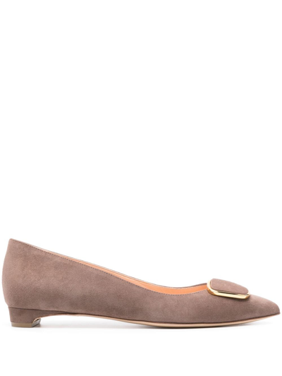 Rupert Sanderson Bedfa Embellished Leather Point-toe Flats In Baby Pink