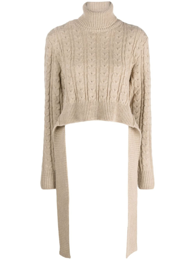 Mm6 Maison Margiela Roll-neck Cable-knit Jumper In Neutrals