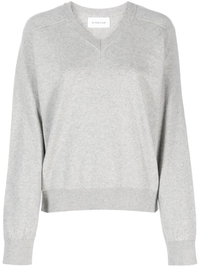 Armarium V-neck Recycled Cashmere Jumper In Grey