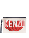 KENZO LOGO-PRINT CANVAS CLUTCH BAG