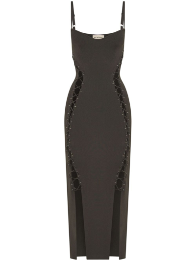 Nicholas Palmer Lace-up Dress In Dark Green