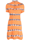 Diesel M-zafora Tie-dye Half-zip Wool Minidress In Orange