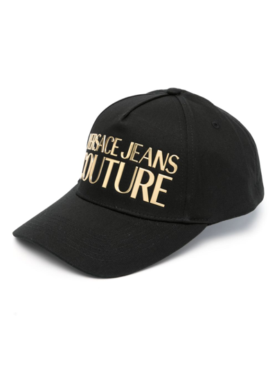 Versace Jeans Couture Logo-plaque Cotton Cap In Black