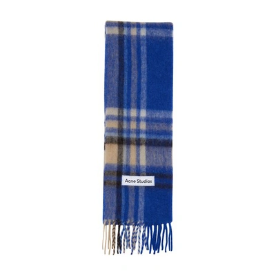Acne Studios Scarf With Logo In Electric_blue_beige