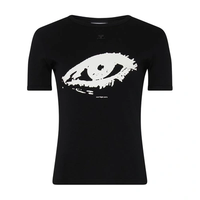 Courrèges Courreges Resistance Contrast T-shirt In Black