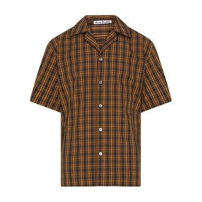 Acne Studios Short-sleeved Shirt In Brown_green