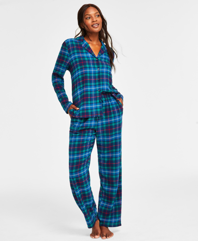 Family Pajamas Matching  Women's Cotton Plaid Notched Pajamas Set, Created For Macy's In Family Plaid