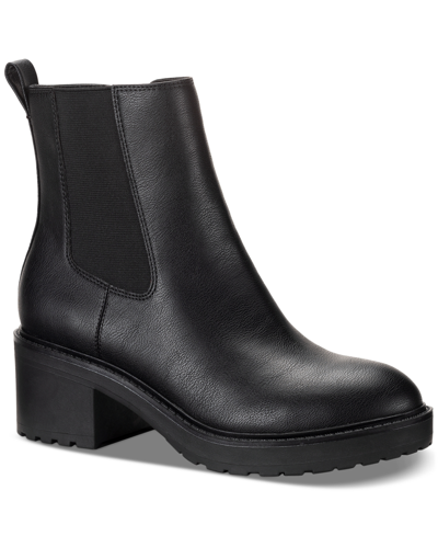 Style & Co Tashh Pull-on Gore Chelsea Booties, Created For Macy's In Black Smooth