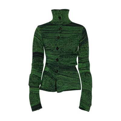 Acne Studios Patterned-intarsia Wool-blend Cardigan In Green