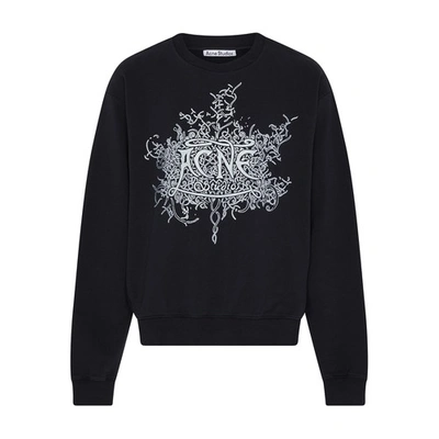 Acne Studios Logo-print Cotton Sweatshirt In Faded_black