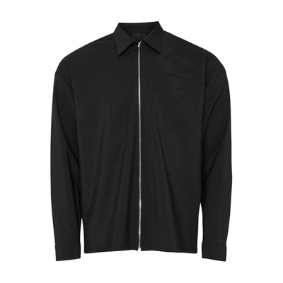 Prada Long Sleeved Zipped Jacket In Black