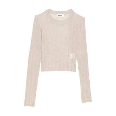 Aeron Plume Long Sleeved Knitted Top In Pale_gold